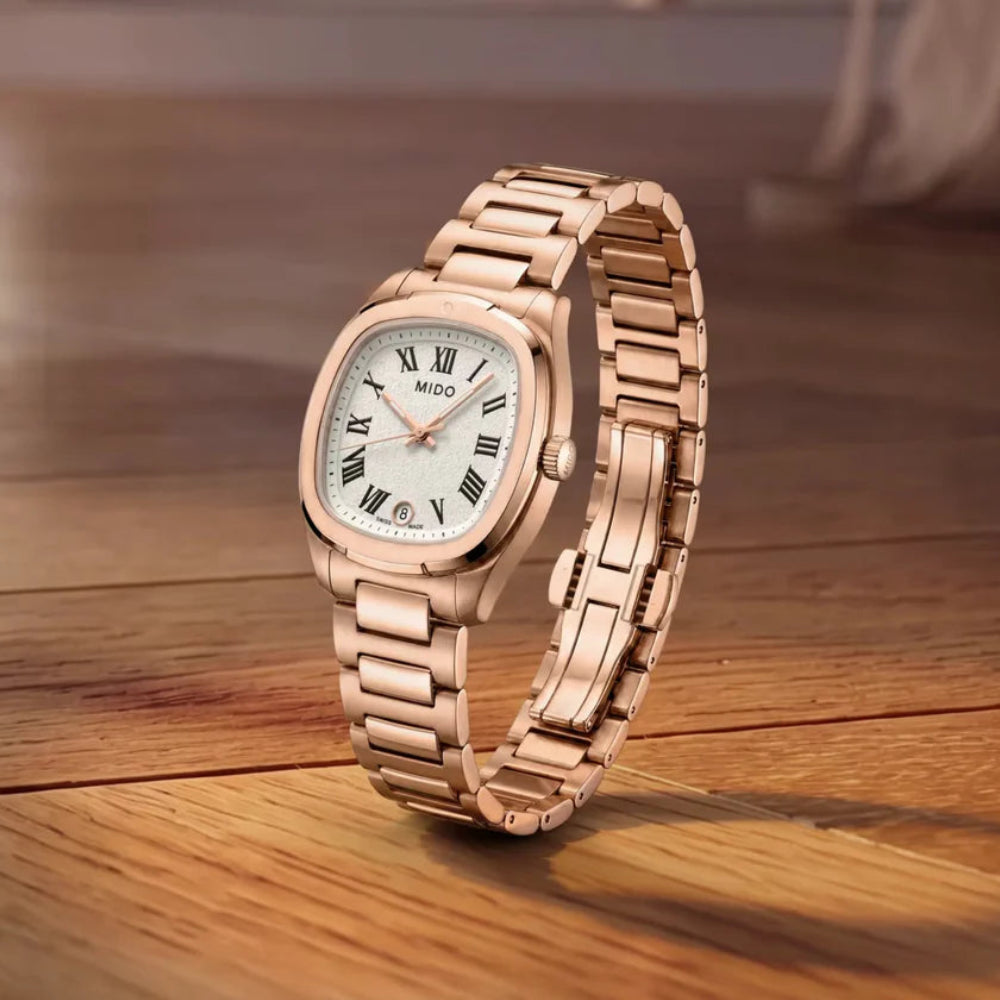 Mido Multifort TV-shaped White Dial 28mm Ladies Watch - M049.110.33.263.00