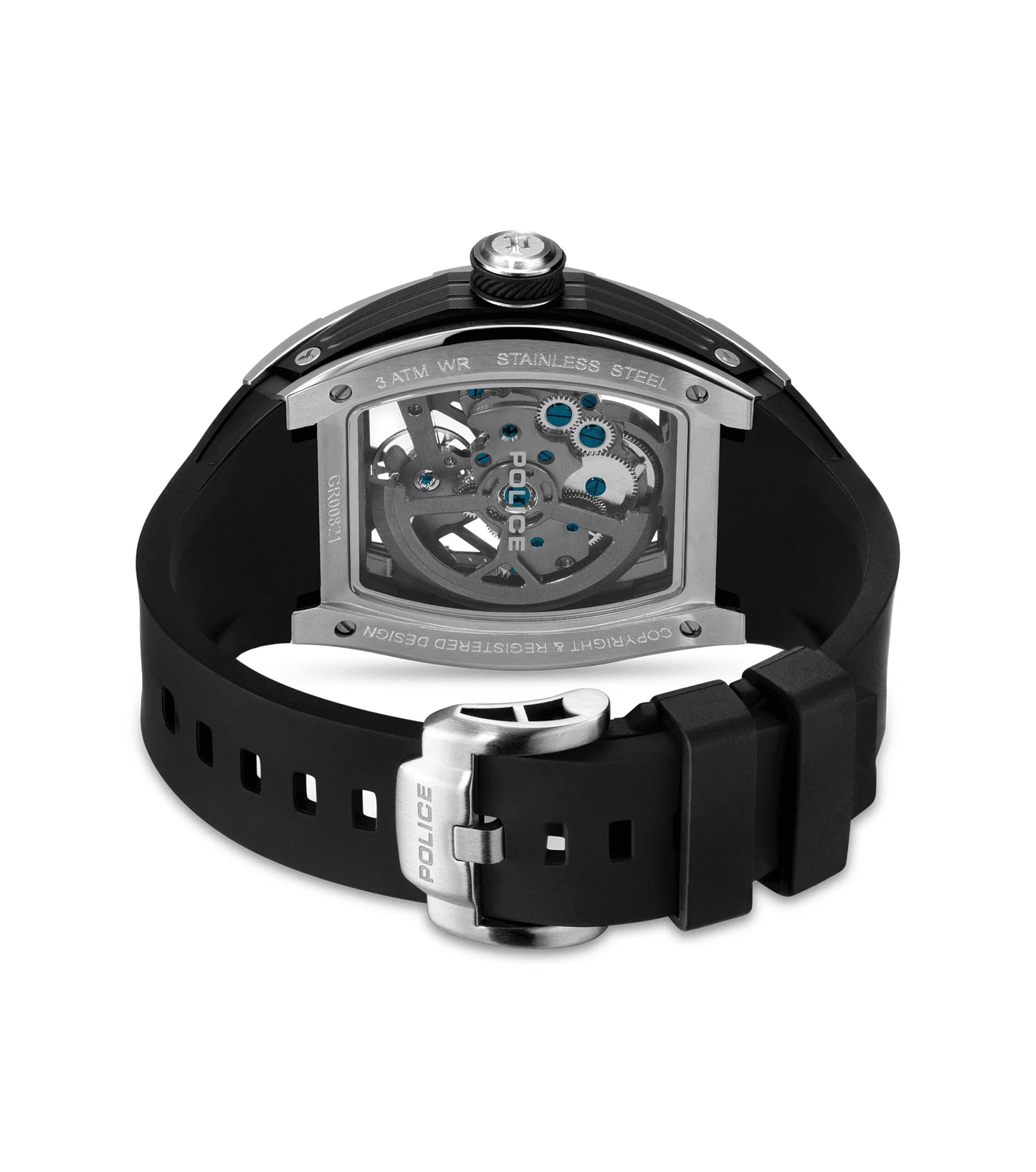 Police Tampa Automatic Black Dial Silicon Strap Men's Watch - PEWGR0082102