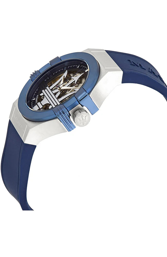 Maserati Potenza Skeleton Dial Blue Silicone Strap Men's Watch- R8821108028