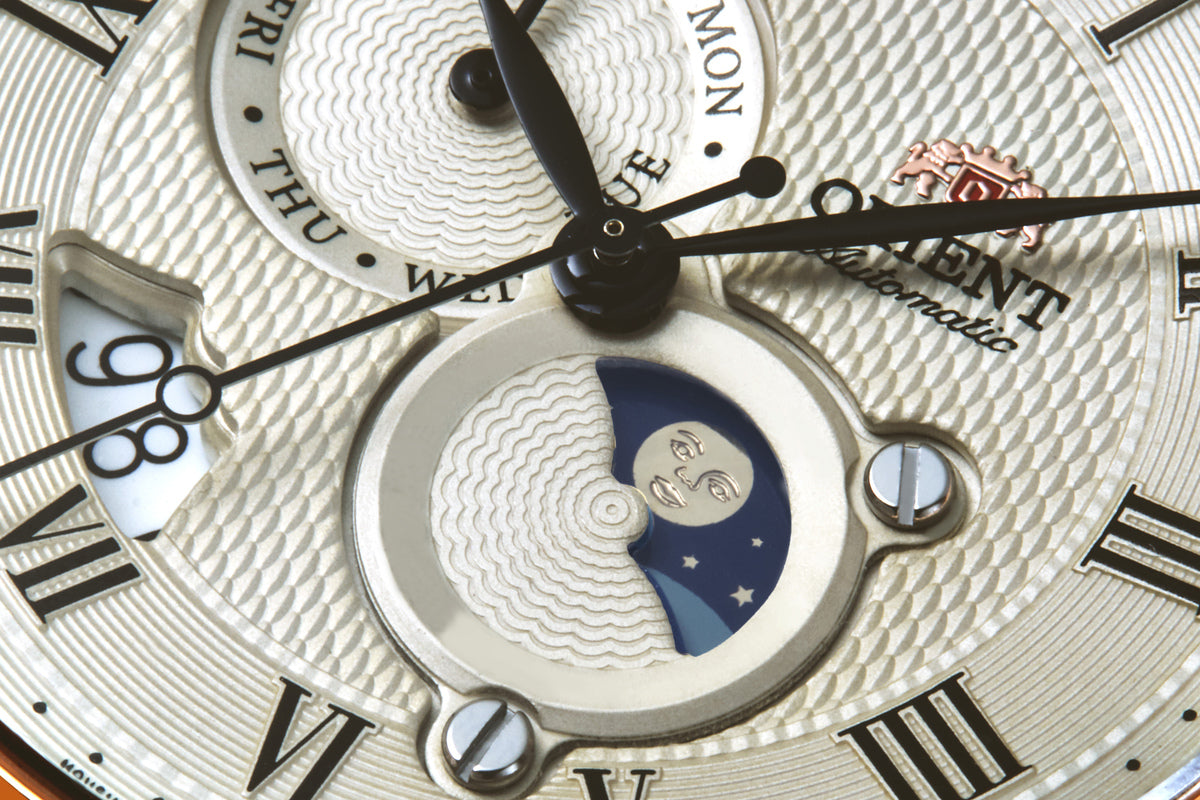 Orient Sun & Moon Ivory Dial Brown Leather Strap Automatic Men's Watch - RA-AK0007S30B