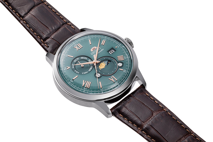 Orient Bambino Sun & Moon Green Dial Automatic Men's Watch - RA-AK0805E30B