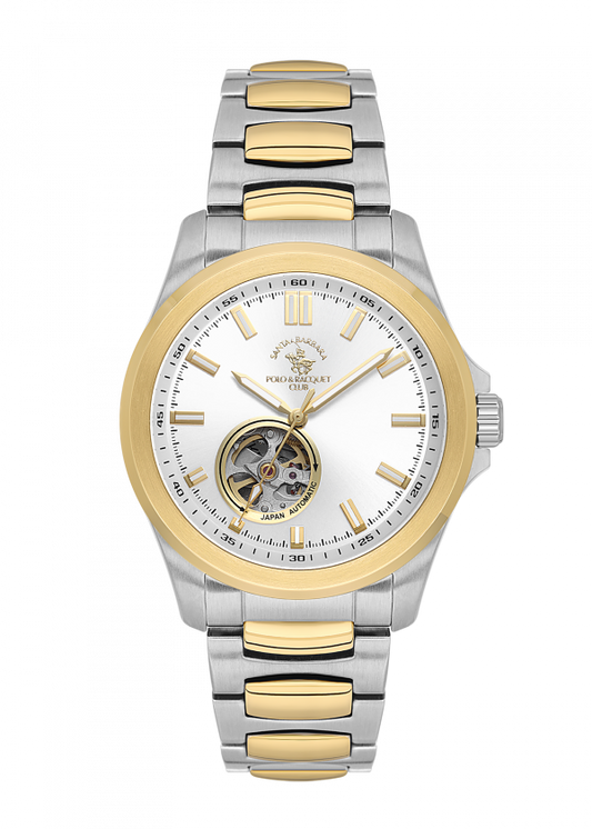 Santa Barbara Polo &amp; Racquet Club Automatic Silver/White With Gold Tone Dial Men's Watch - SB.1.10629-5