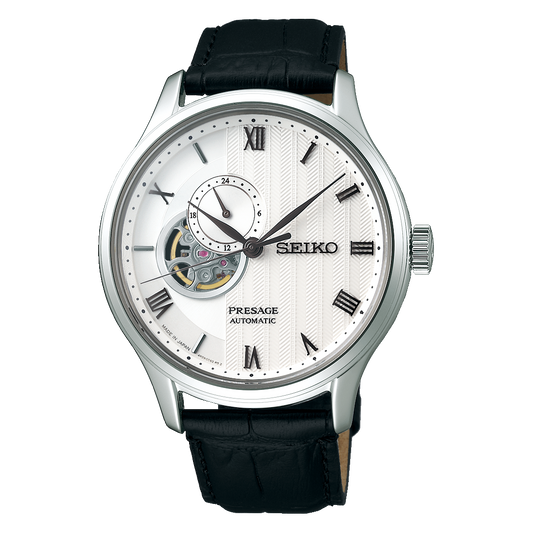 Seiko Presage Japanese Garden Open Heart White Dial Men's Watch - SSA379J1