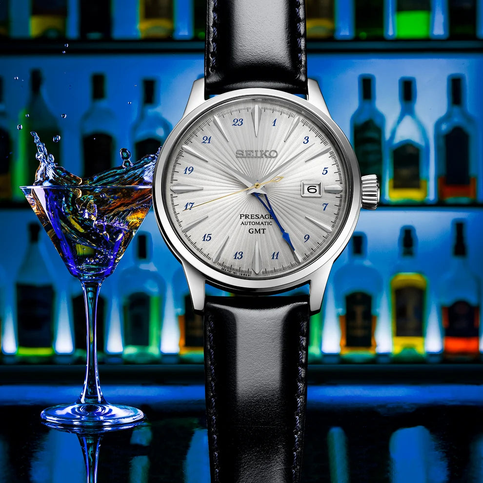 Seiko Presage Cocktail Time GMT White Dial Men's Automatic Watch - SSK049