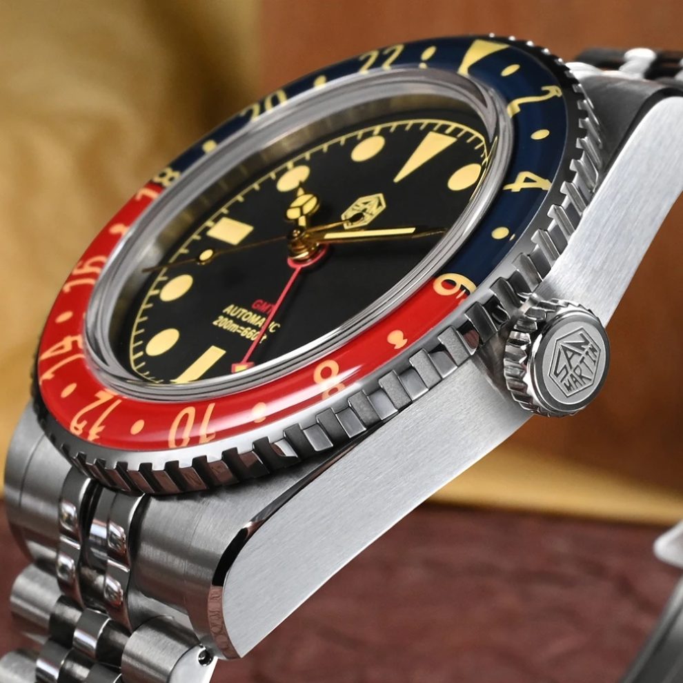 San Martin GMT Black Dial Men's Watch - SN0005-G