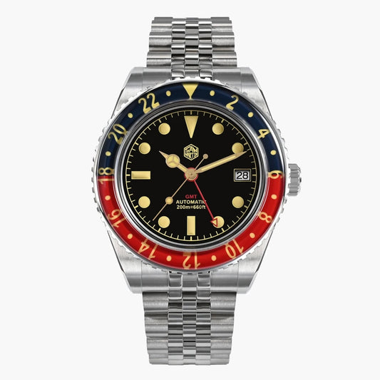 San Martin GMT Black Dial Men's Watch - SN0005-G