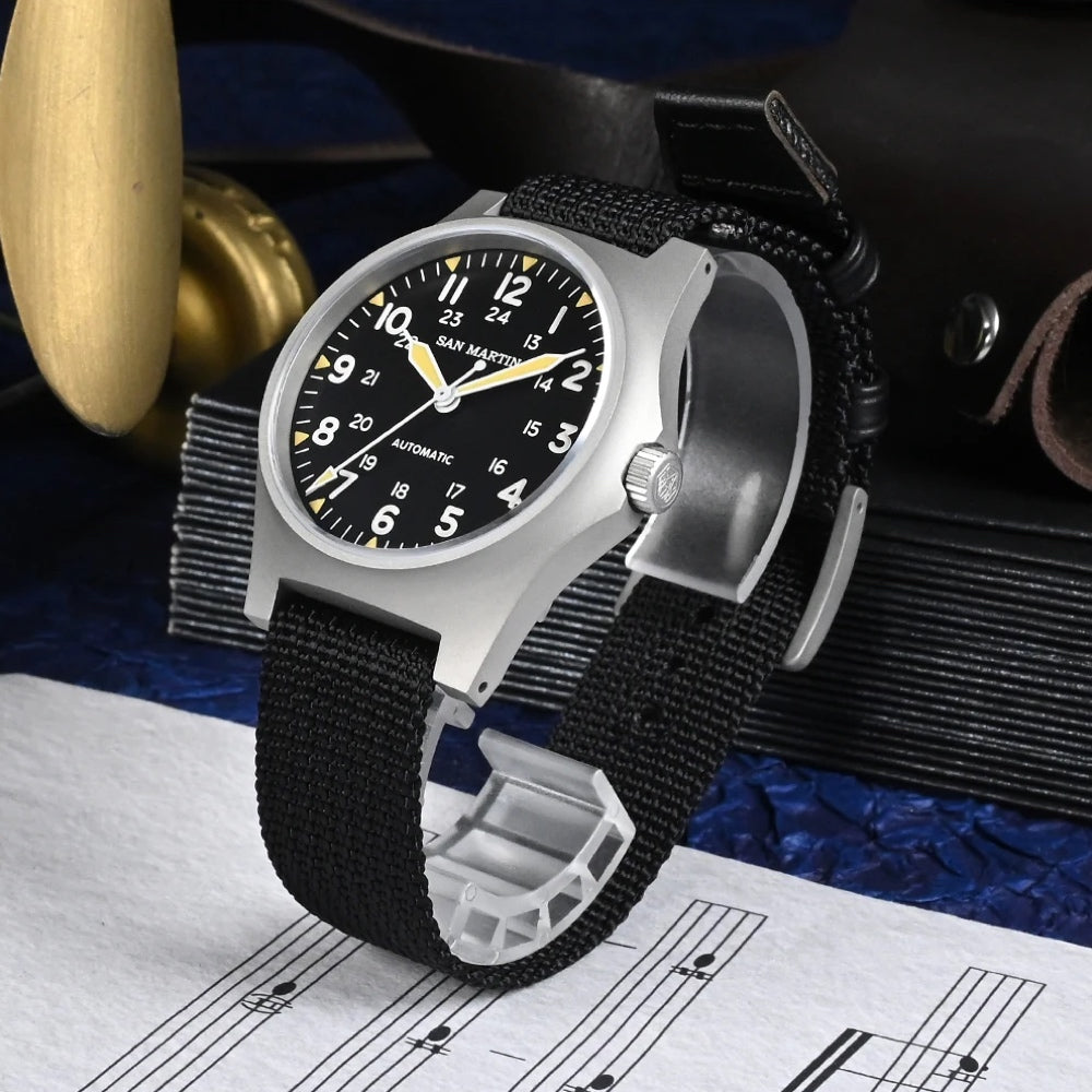 San Martin Black Dial Automatic Men's Watch - SN0137-G