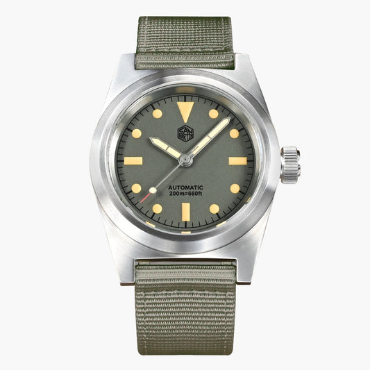 San Martin 38mm Gray Dial Pilot Vintage Military Nylon Strap Men's Watch -  SN0029-G