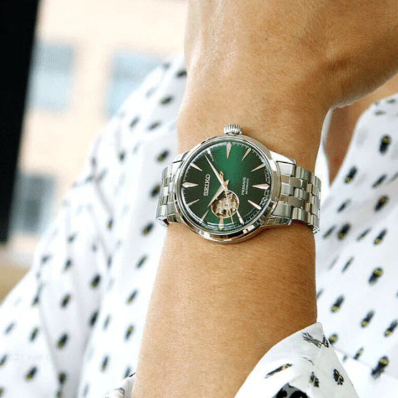 Seiko Presage Cocktail Time Open Heart Green Dual Men's Watch - SSA441J1
