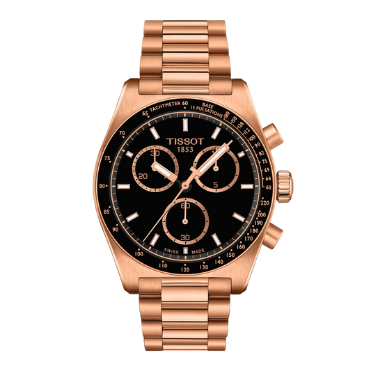 Tissot PR516 Rose Gold Black Dial Men's Chronograph Watch- T149.417.33.051.00