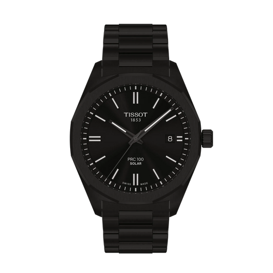 Tissot PRC 100 Solar Black Dial Quartz Men's Watch - T151.422.33.051.00