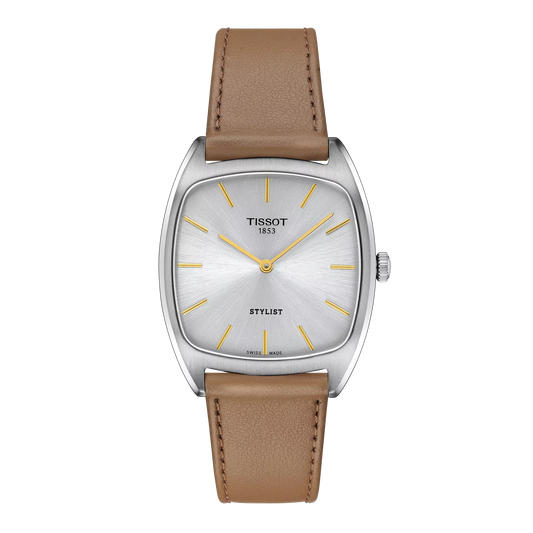 Tissot Stylist White Dial Brown Leather Strap Ladies Watch-T159.909.16.031.00