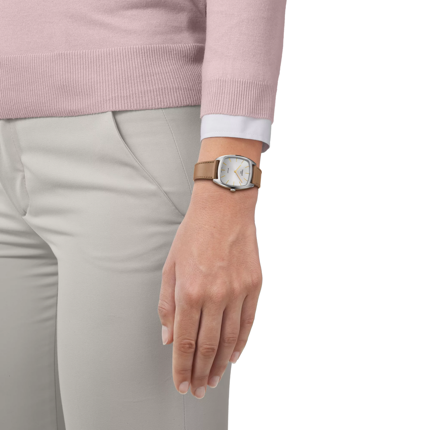 Tissot Stylist White Dial Brown Leather Strap Ladies Watch-T159.909.16.031.00