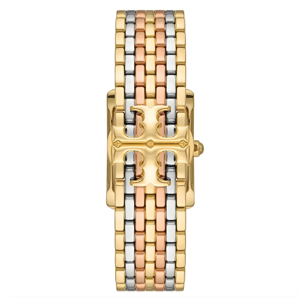 Tory Burch Eleanor White Dial Rose Gold-2Tone Ladies Watch - TBW1078