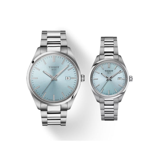 Tissot PR100 Ice Blue Dial Couple Watch (T150.410.11.351.00 - T150.210.11.351.00)