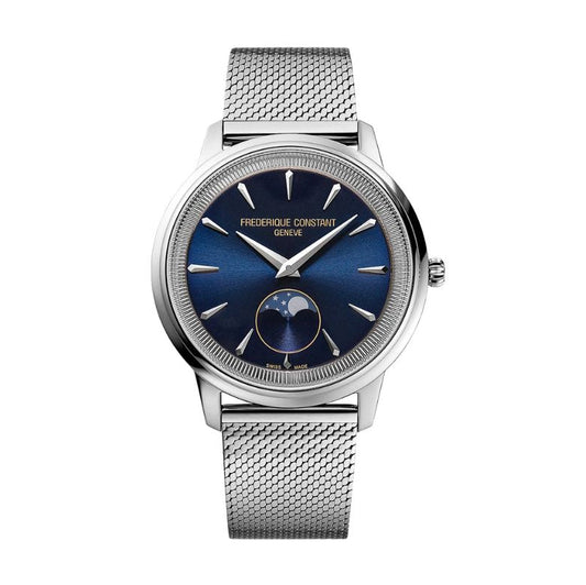 Frederique Constant Classics Moneta Moonphase Blue Dial 37mm Men's Watch - FC-206N3S6B