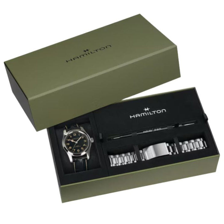 Hamilton Khaki Field Murph Black Dial 42mm Bracelet Bundle Automatic Men's Watch - H70605732