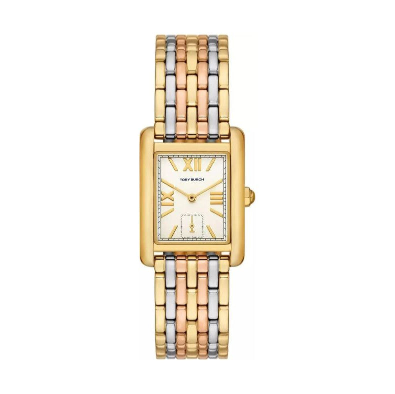 Tory Burch Eleanor White Dial Rose Gold-2Tone Ladies Watch - TBW1078