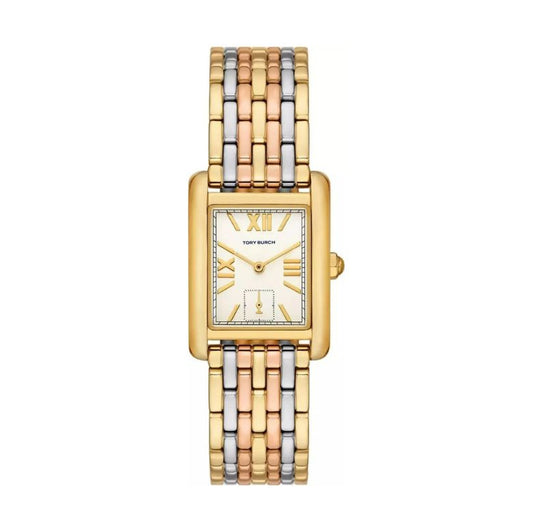 Tory Burch Eleanor White Dial Rose Gold-2Tone Ladies Watch - TBW1078