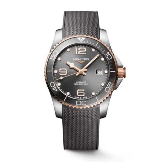 Longines Hydroconquest Automatic Grey Dial Rubber Strap Men's Watch - L3.781.3.78.9