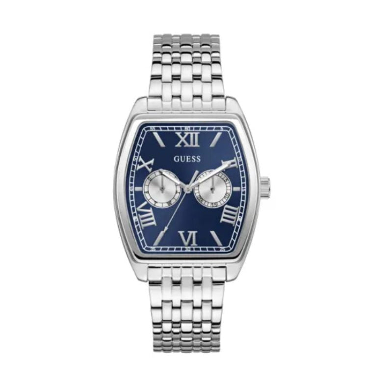 Guess Silver Tone Blue Dial Men's Watch - GW0975G1