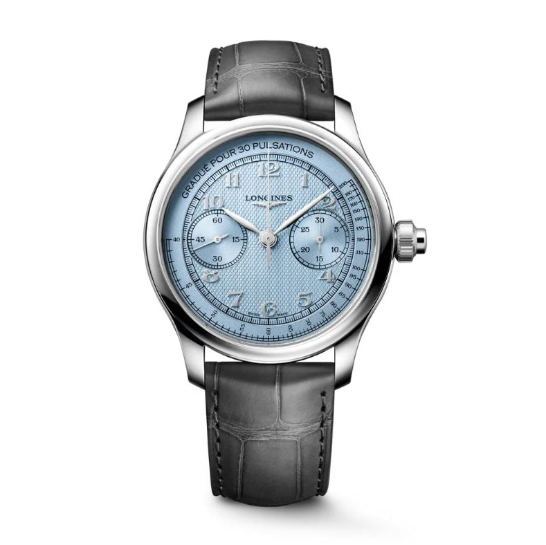 Longines Master Collection Chrono Monopusher Frosted Blue "barleycorn" Dial 41mm Men's Watch - L2.960.4.93.2