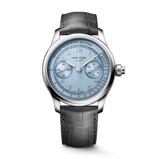 Longines Master Collection Chrono Monopusher Frosted Blue "barleycorn" Dial 41mm Men's Watch - L2.960.4.93.2