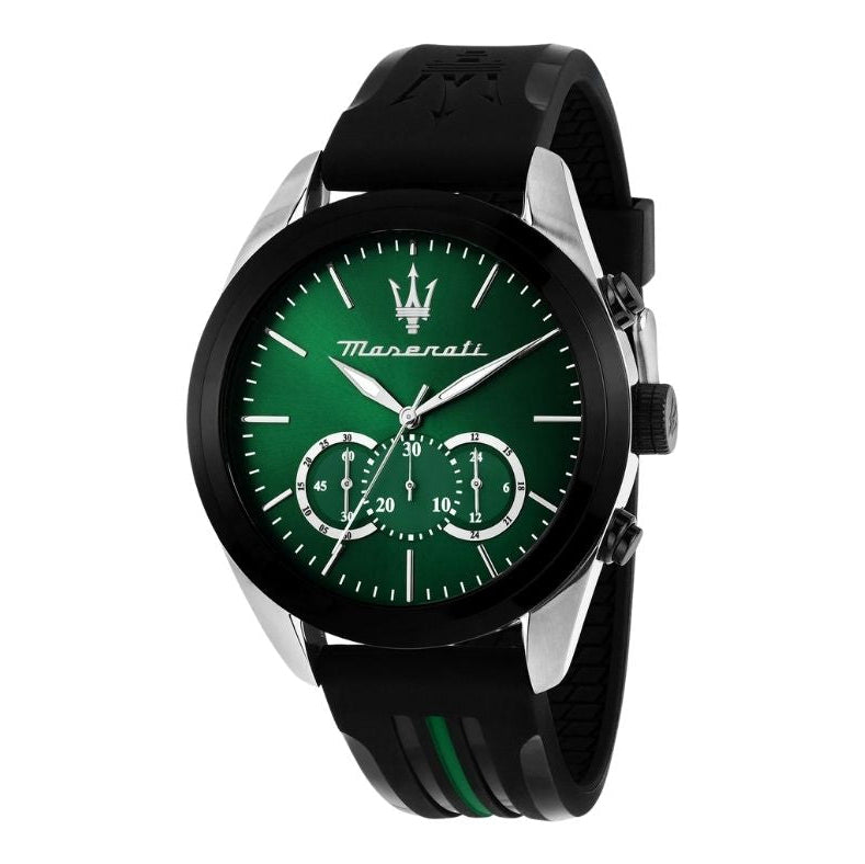 Maserati Traguardo Green Dial Rubber Strap Men's Watch - R8871612043
