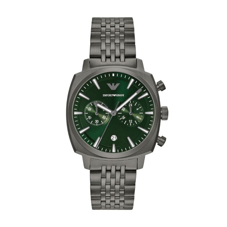 Emporio Armani Green Dial Gunmetal Stainless Steel Men' s Watch - AR11689