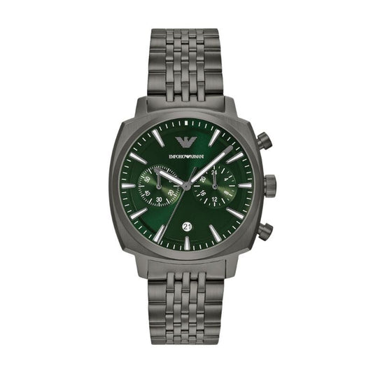 Emporio Armani Green Dial Gunmetal Stainless Steel Men' s Watch - AR11689