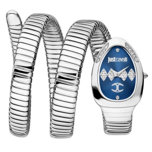Just Cavalli Vezzoso Silver Snake Design ladies Watch- JC1L230M0025
