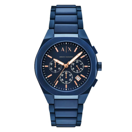 Armani Exchange Blue Ion-Plated Blue Dial Men's Watch - AX4189