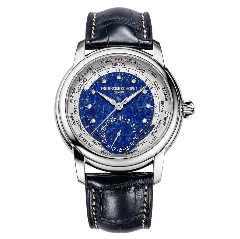 Frederique constant Lapis lazuli Blue Dial Classic Worldtimer Limited Edition of 718 pieces Men's Watch -FC-718LA4H6