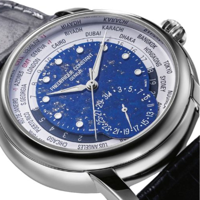 Frederique constant Lapis lazuli Blue Dial Classic Worldtimer Limited Edition of 718 pieces Men's Watch -FC-718LA4H6
