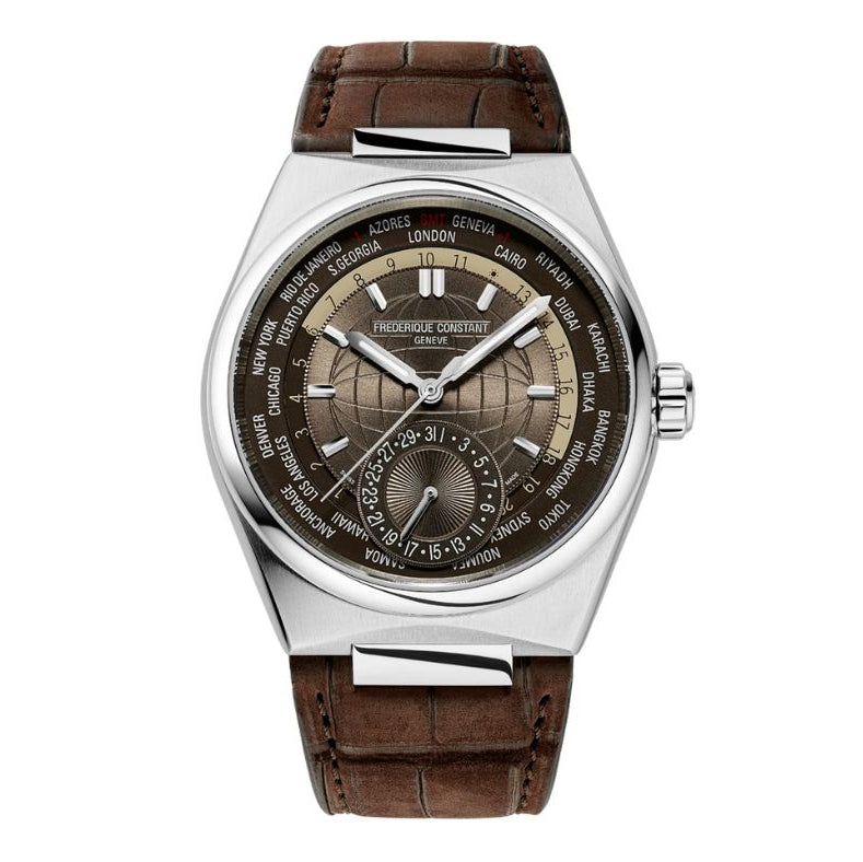 Highlife Worldtimer Manufacture Brown Dial 41mm Men's Watch - FC-718C4NH6