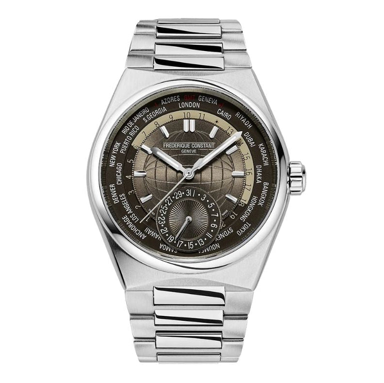 Highlife Worldtimer Manufacture Brown Dial 41mm Men's Watch - FC-718C4NH6