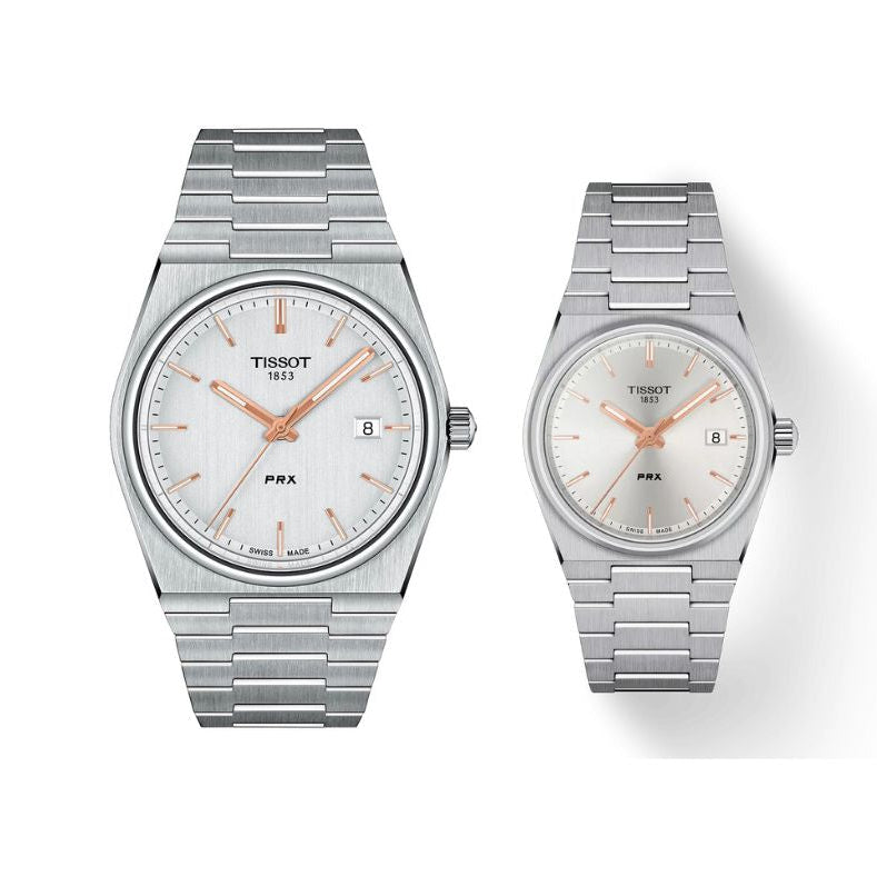 Tissot PRX White Dial Couple Watch - (T137.410.11.031.00 - T137.210.11.031.00)