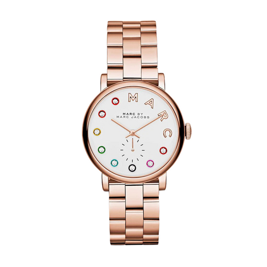 Marc Jacobs Baker White Dial Rose Gold Ladies Watch- MBM3441