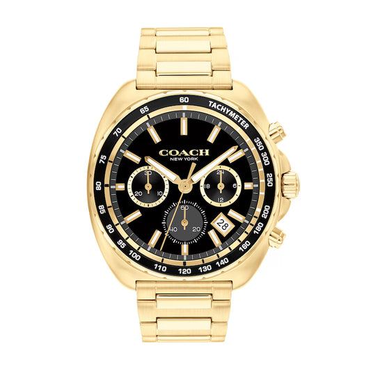 Coach Charter Gold-Tone IP Chronograph Black Dial Men's Watch - 14602703