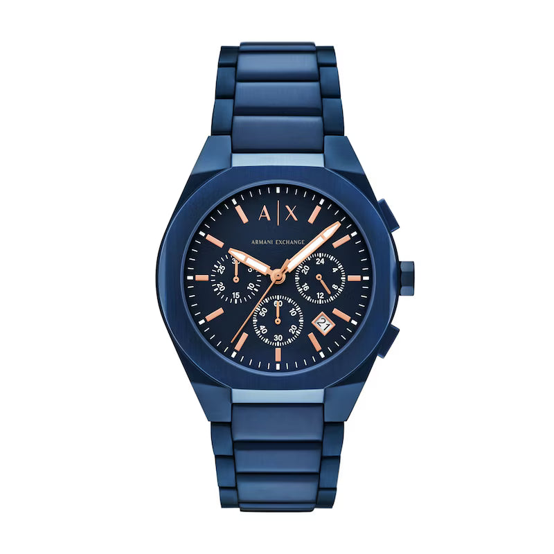 Armani Exchange Blue Ion-Plated Blue Dial Men's Watch - AX4189