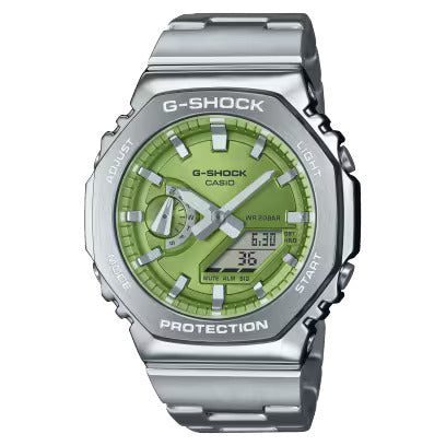 Casio G-Shock Green Dial Stainless Steel Men's Quartz Watch- GM-2110D-3A