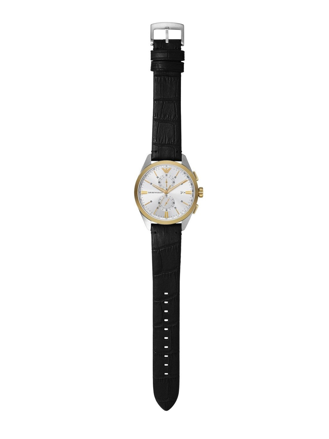Emporio Armani chronograph black leather men's watch-AR11498