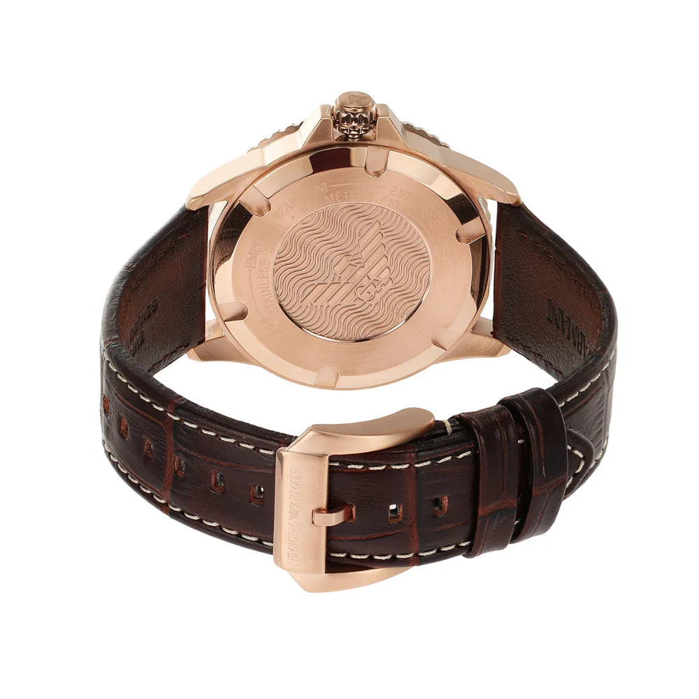 Emporio Armani Three-Hand Date Brown Leather Men's Watch-AR11556