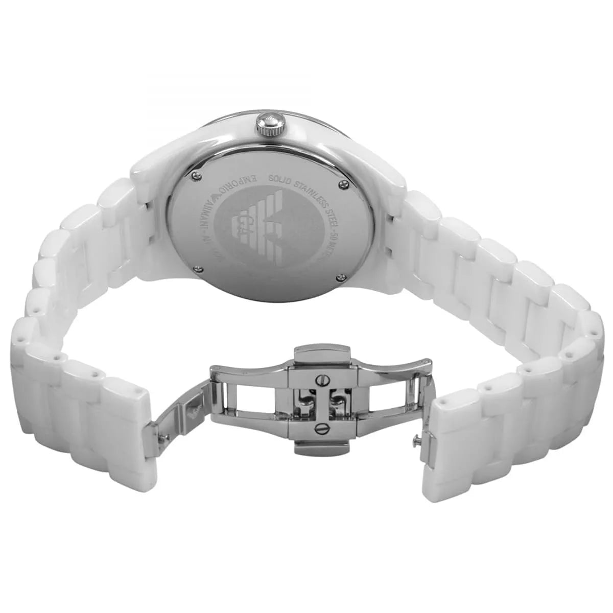 Emporio Armani White Ceramic Mother of pearl dial ladies watch- AR1426