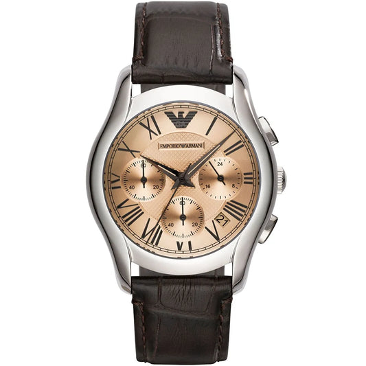 Emporio Armani Beige Dial Brown Leather Strap Ladies Watch - AR1790