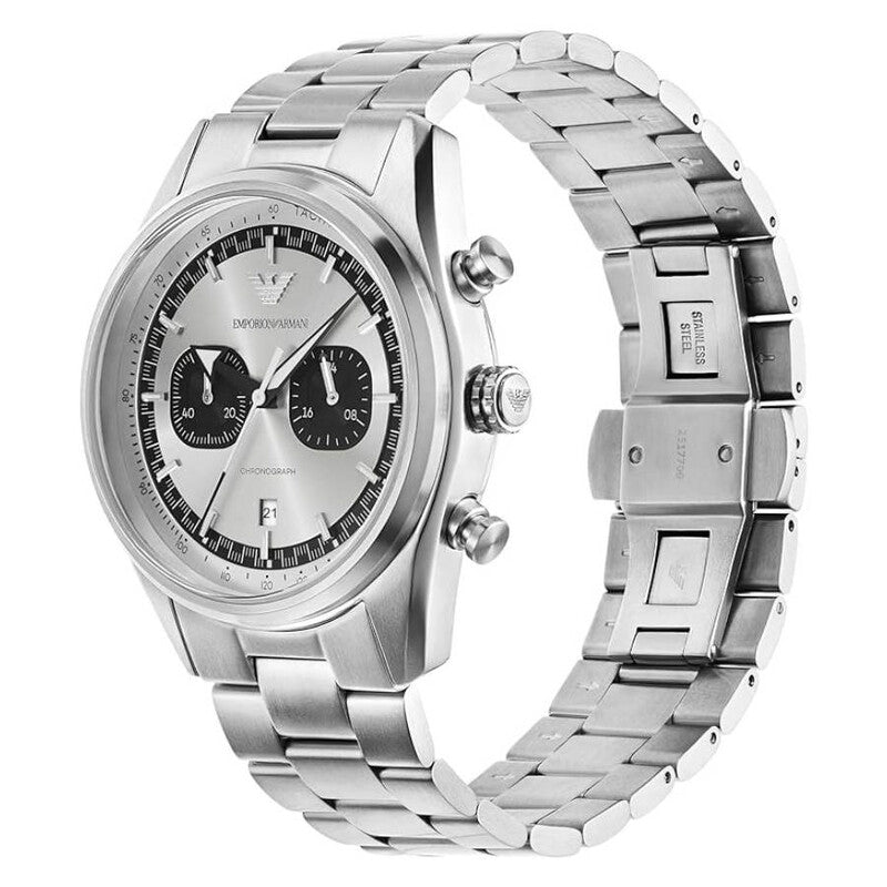 Emporio Armani Racer White Dial Chronograph Men's Watch - AR11636