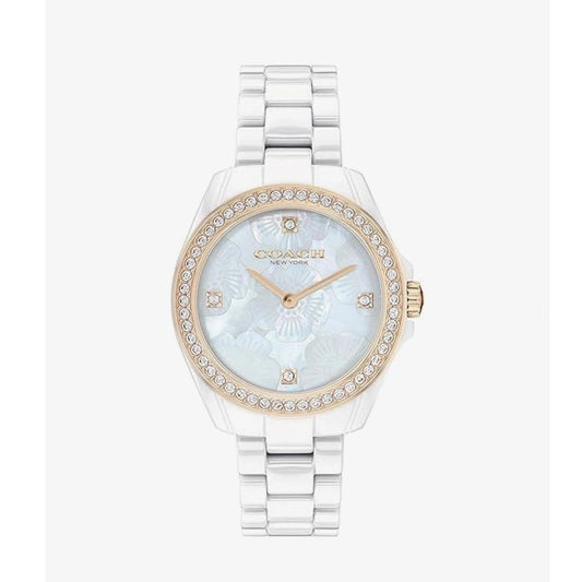 Coach White Dial Ceramic Ladies Watch - 14503662