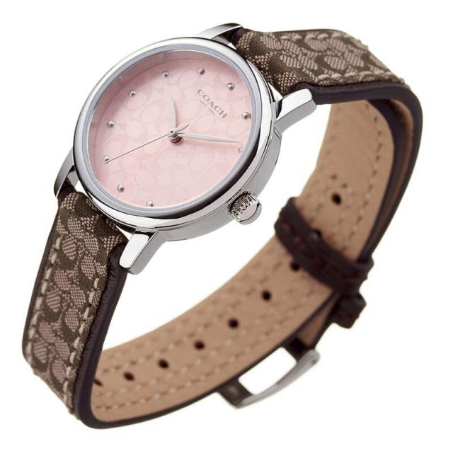 Coach Pink Dial Leather Strap Ladies Watch - 14503399