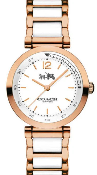 Coach Sport Rose Gold White Ceramic Ladies Watch - 14502463