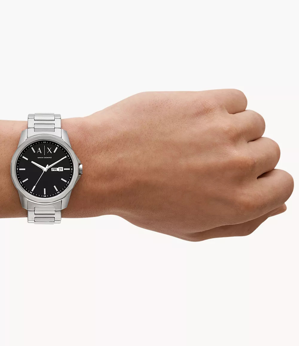 Armani Exchange Three-Hand Day-Date Black Dial Men's Watch- AX1733